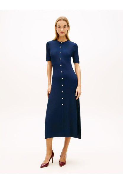 Tommy Hilfiger Rib Midi Dress Navy