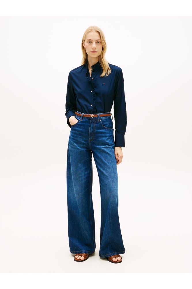 Tommy Hilfiger Poplin Ruffle Shirt Navy