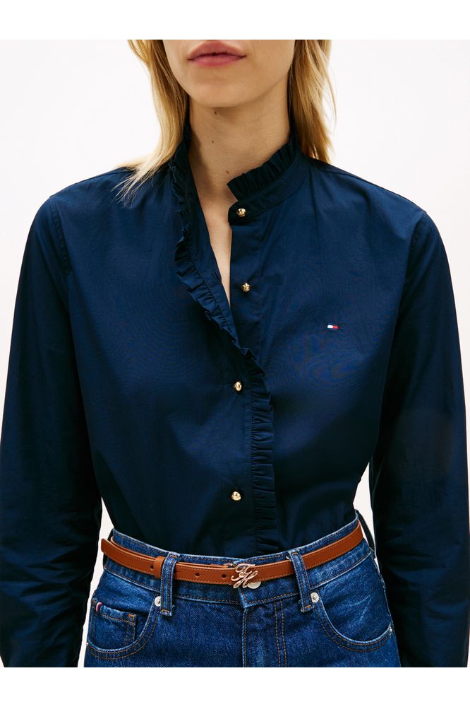 Tommy Hilfiger Poplin Ruffle Shirt Navy