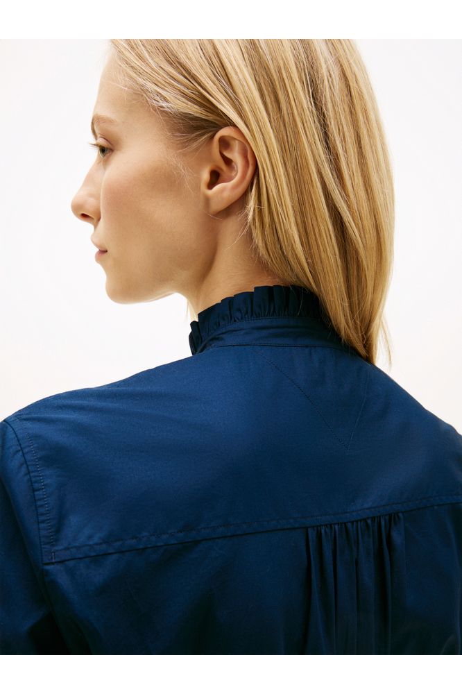 Tommy Hilfiger Poplin Ruffle Shirt Navy