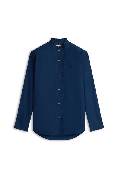 Tommy Hilfiger Poplin Ruffle Shirt Navy