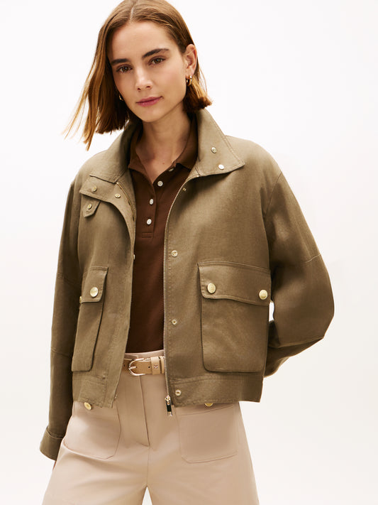 Tommy Hilfiger Linen Utility Jacket Olive