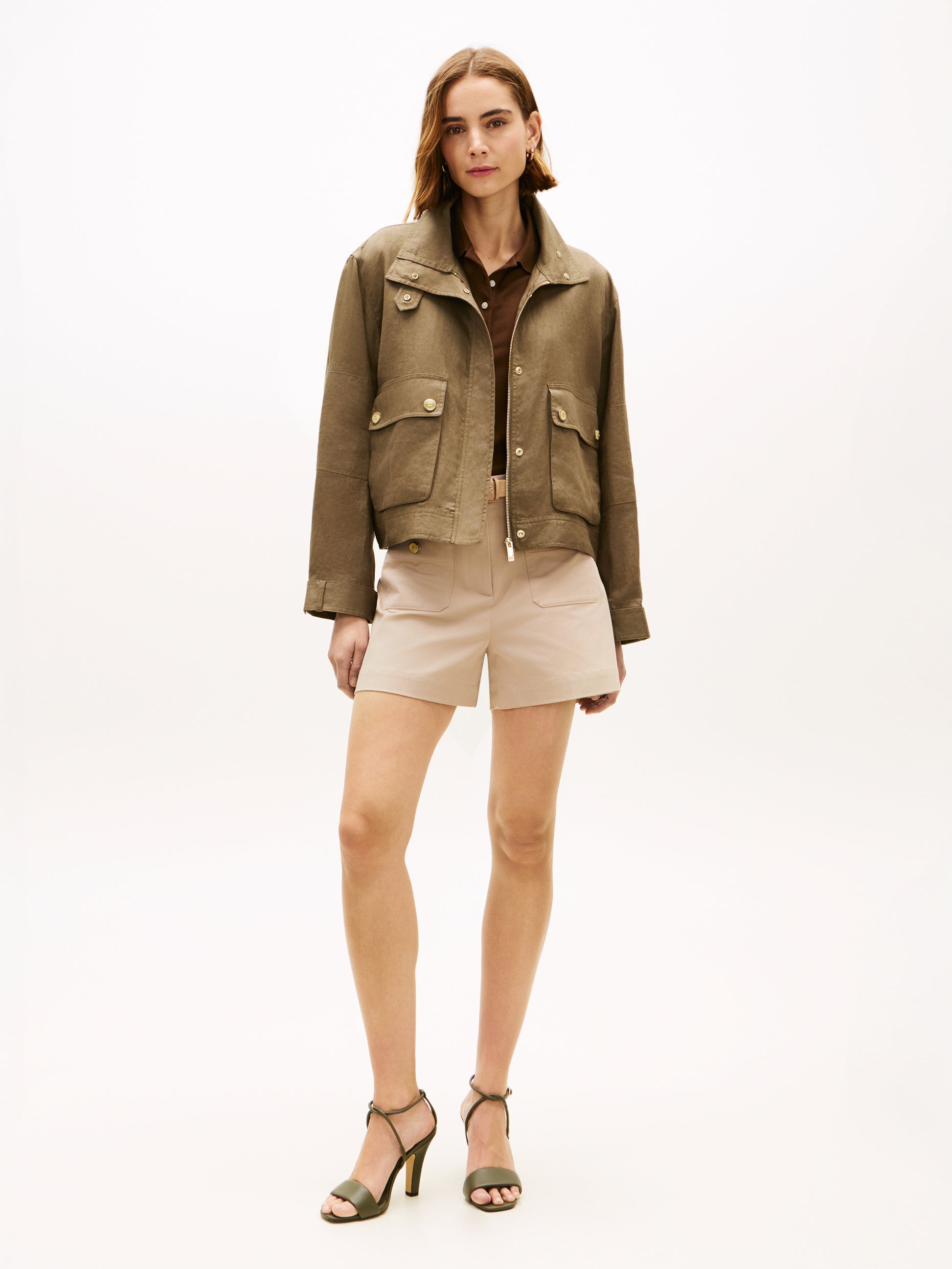 Tommy Hilfiger Linen Utility Jacket Olive