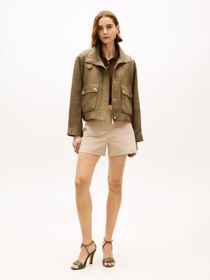 Tommy Hilfiger Linen Utility Jacket Olive