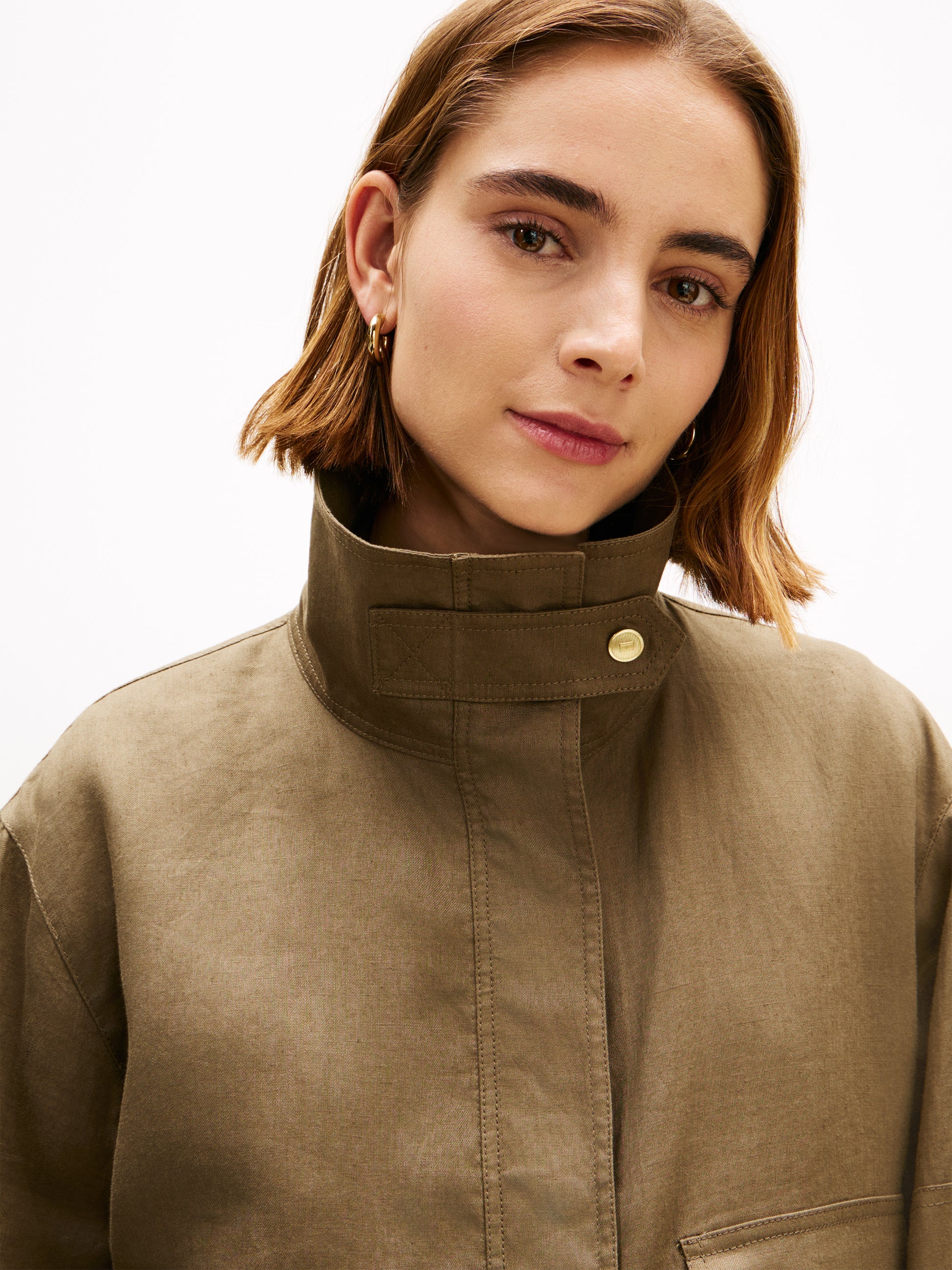 Tommy Hilfiger Linen Utility Jacket Olive