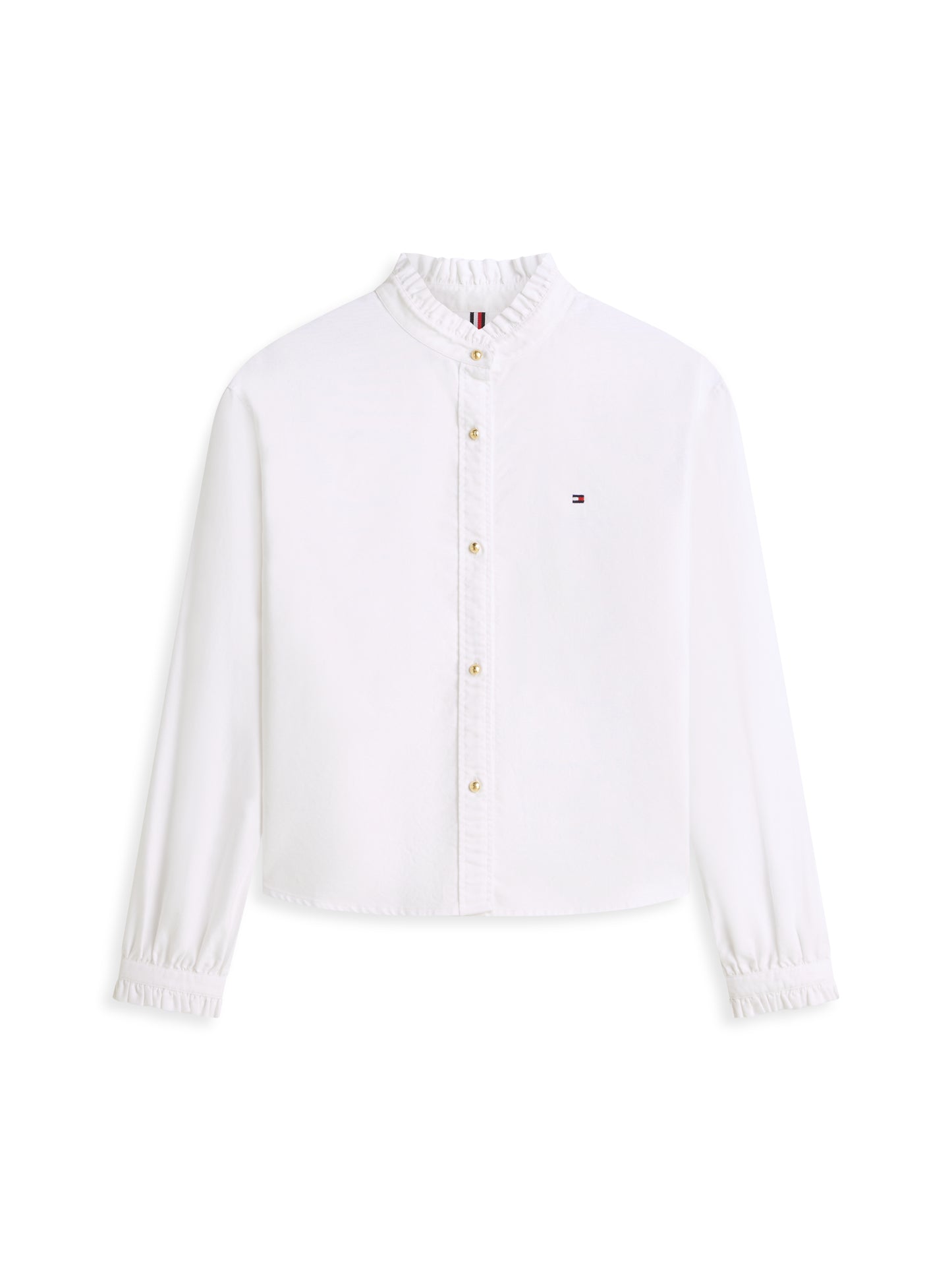 Tommy Hilfiger Cropped Oxford Ruffle Shirt White
