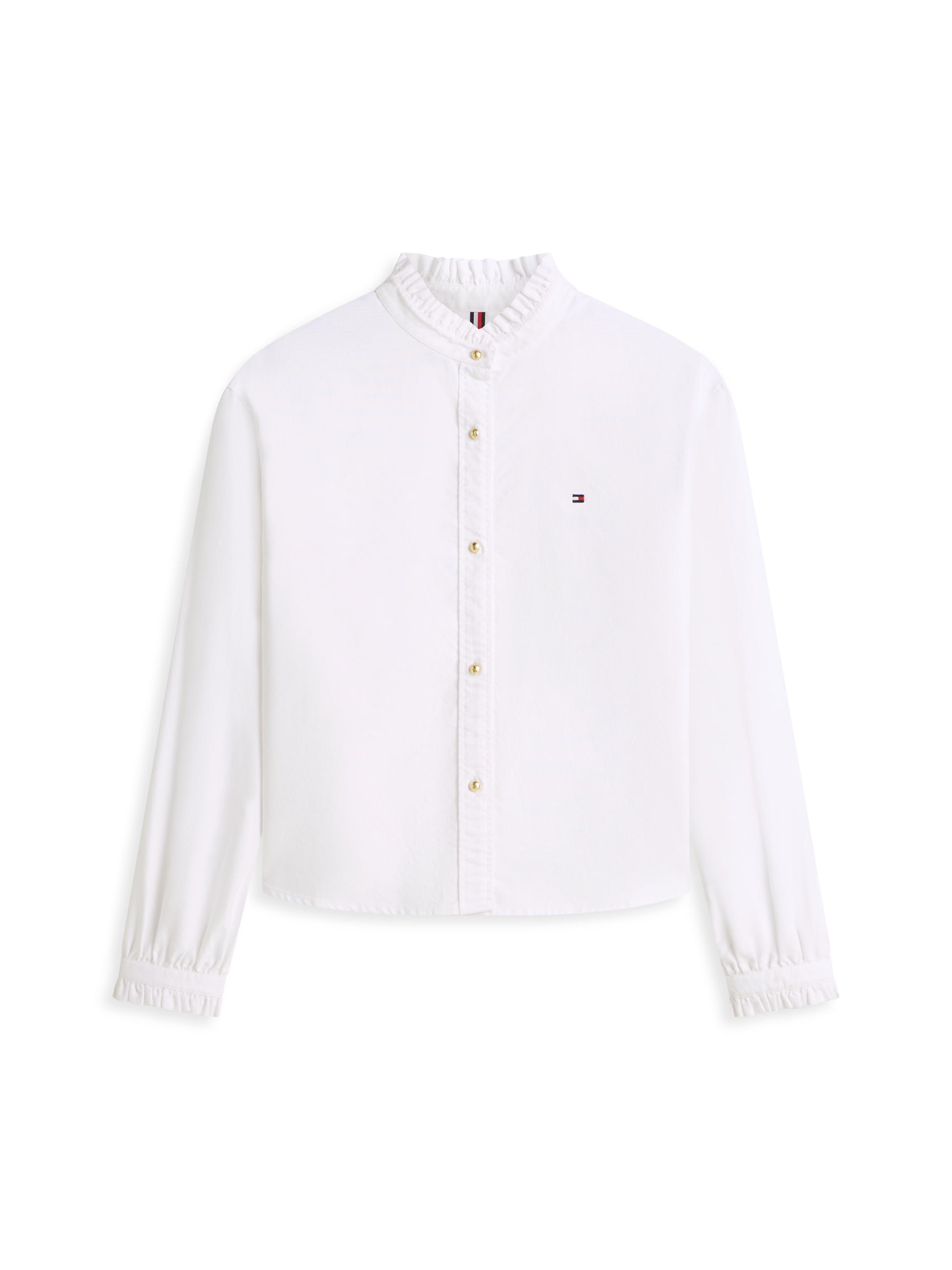 Tommy Hilfiger Cropped Oxford Ruffle Shirt White