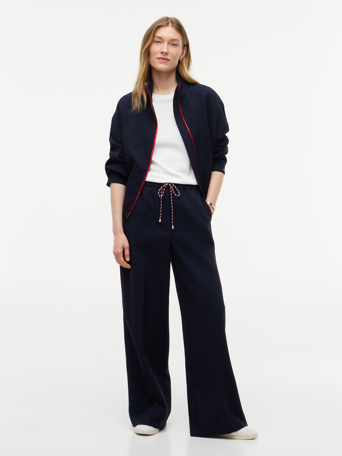 Tommy Hilfiger Wide Leg Trousers Dark Blue