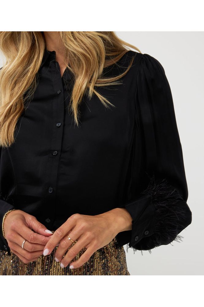 AW24 Esqualo Basic Satin Feathers Blouse