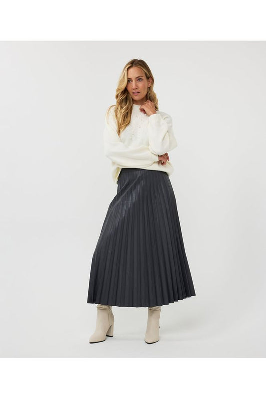 AW24 Esqualo Plisse Leather Skirt