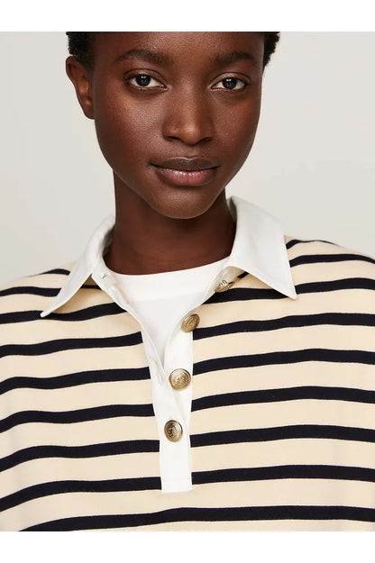 AW24 TH Stripe Gold Button Polo