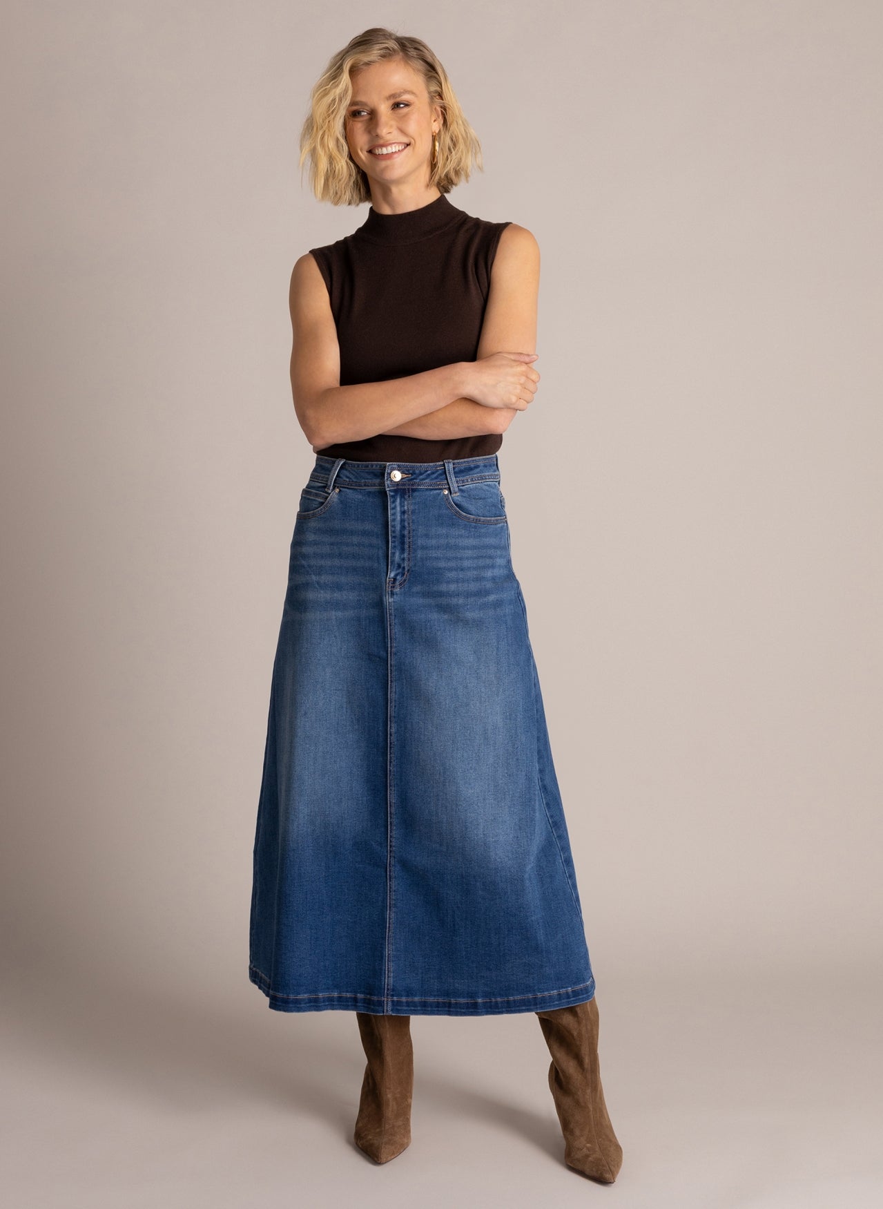 Yest Chloe Essential Skirt Dark Stone