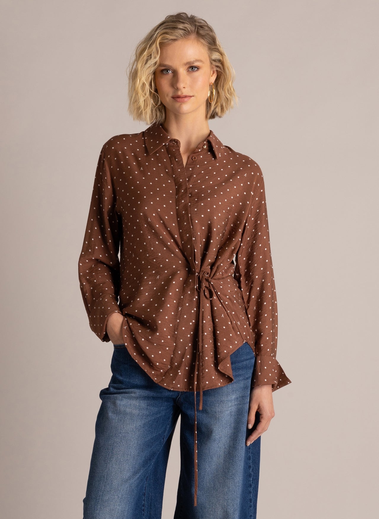 Yest Samira Top Mocca Brown / Off White