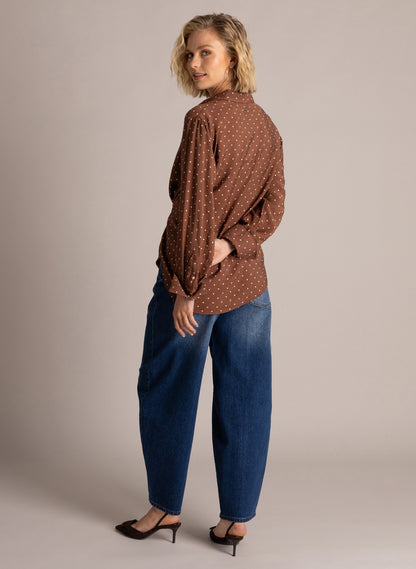 Yest Samira Top Mocca Brown / Off White