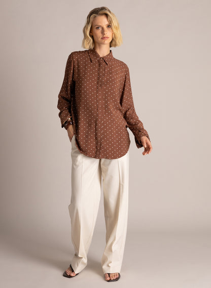 Yest Samira Top Mocca Brown / Off White