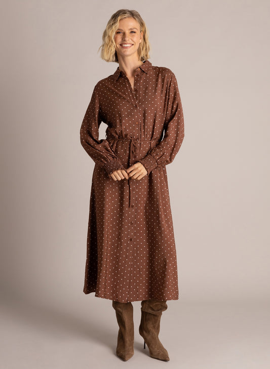 Yest Sela Dress Mocca Brown / Off White