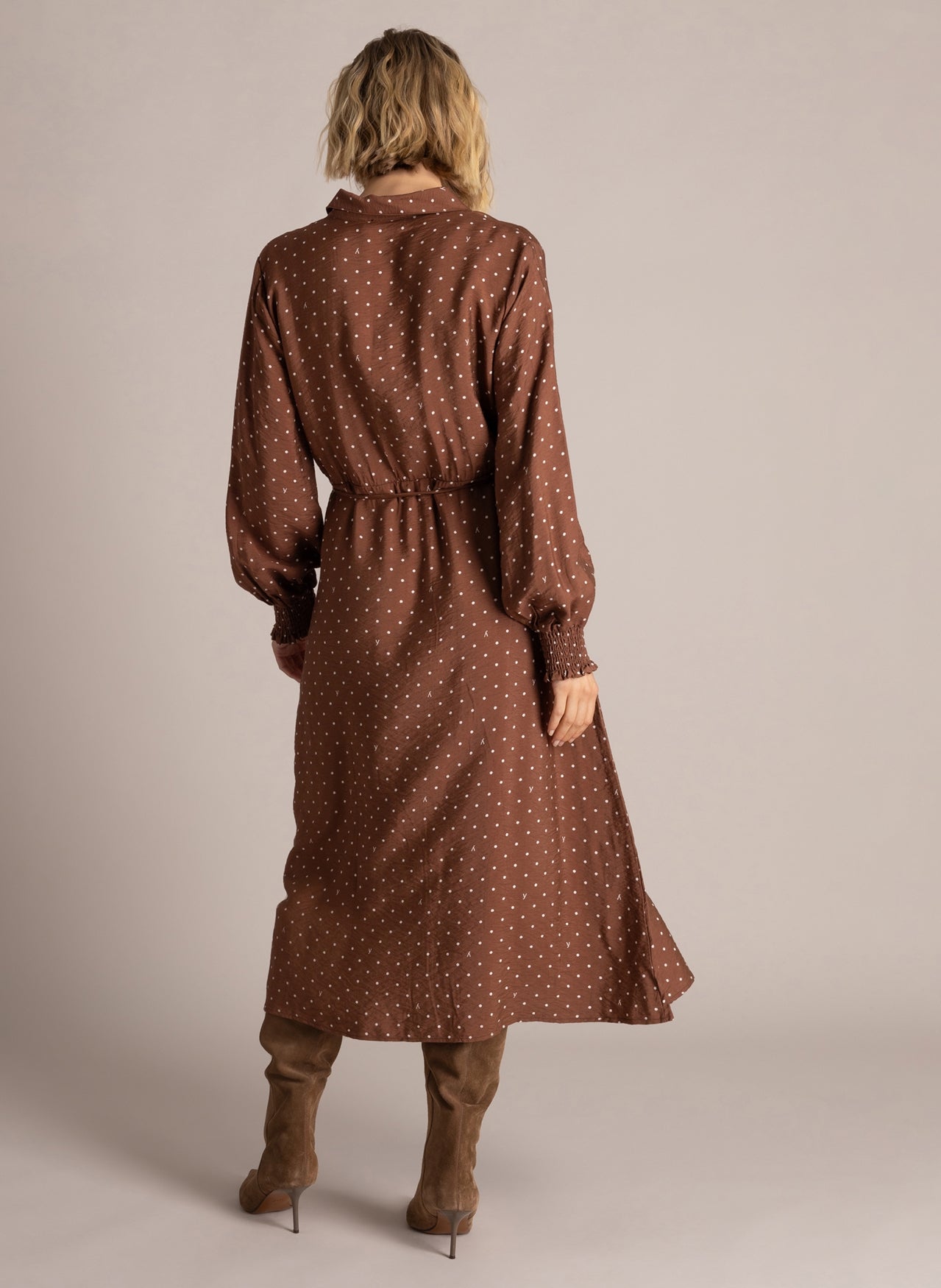 Yest Sela Dress Mocca Brown / Off White