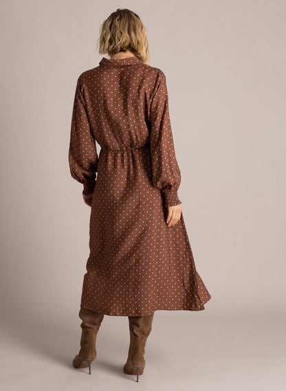 Yest Sela Dress Mocca Brown / Off White