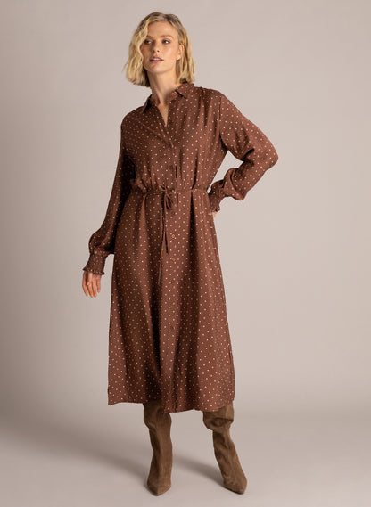 Yest Sela Dress Mocca Brown / Off White