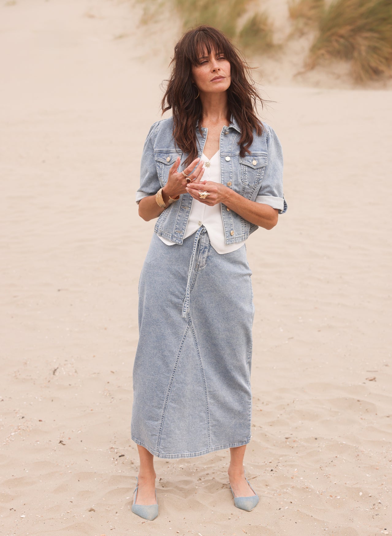 YEST Samma Jacket Bleach Blue Denim 0006153