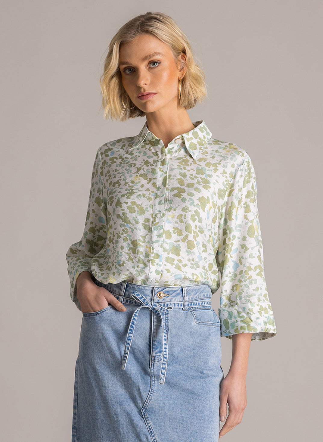 YEST Karina Blouse Pastel Green/Multi 0006173