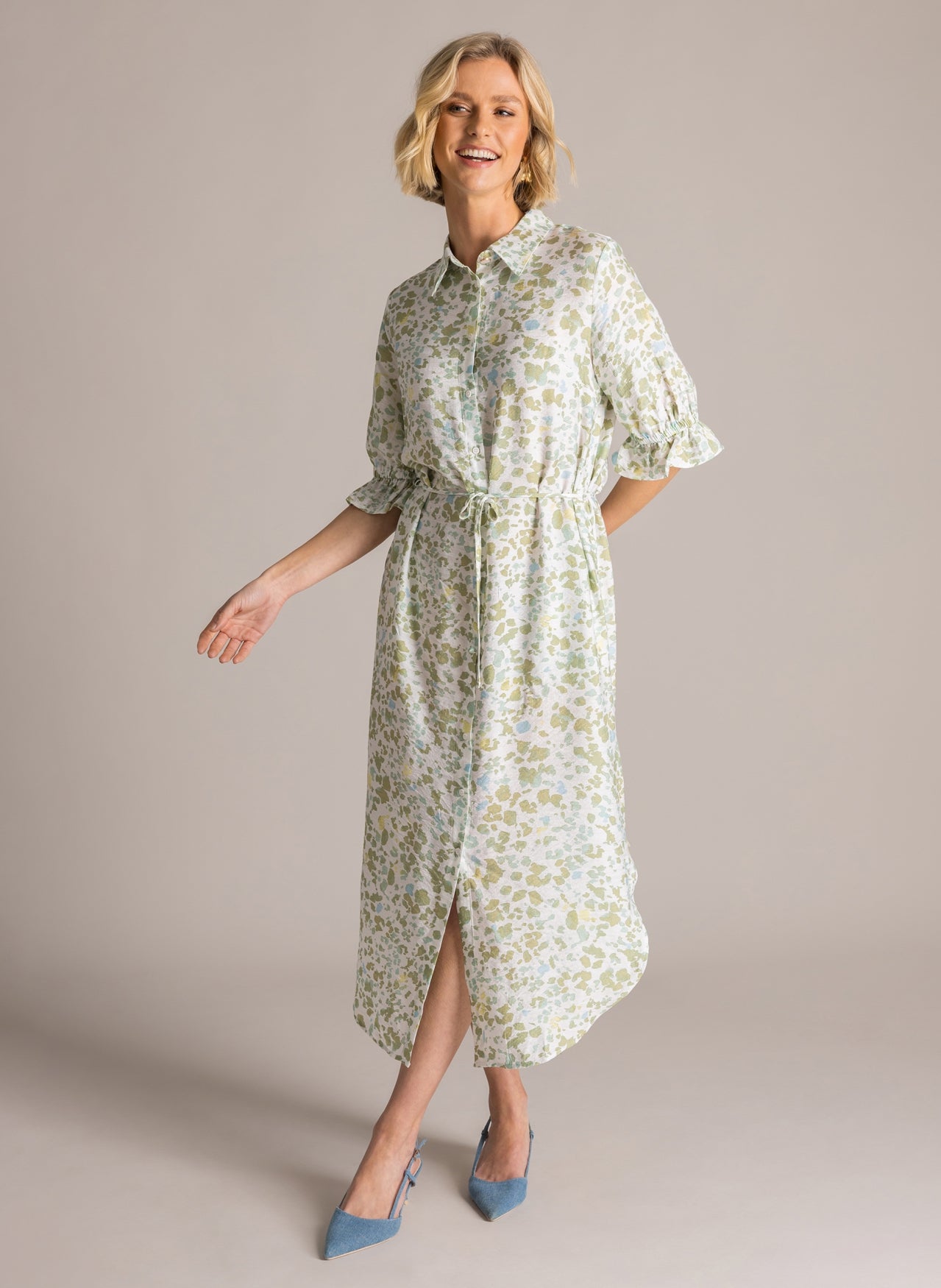 YEST Karla Dress Pastel Green/Multi 0006174