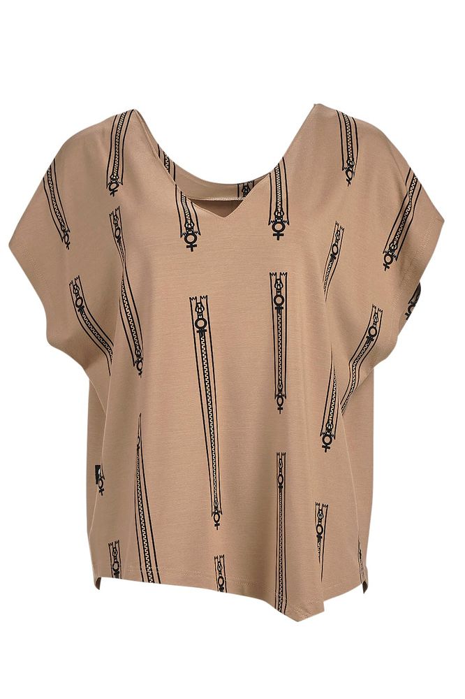 My Soul Zipper Print Top Sand