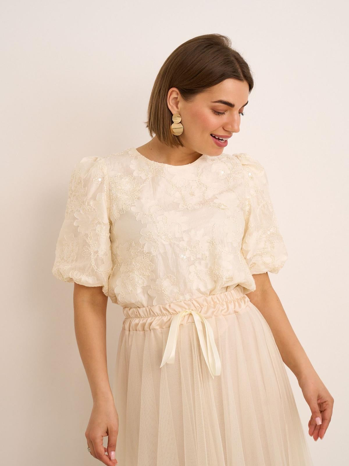 Kayla Cream Mesh Skirt