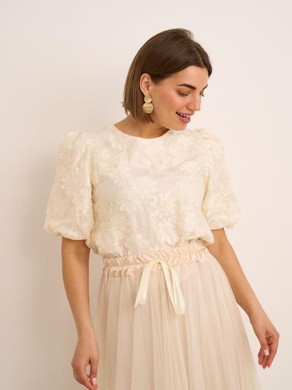 Kayla Cream Mesh Skirt