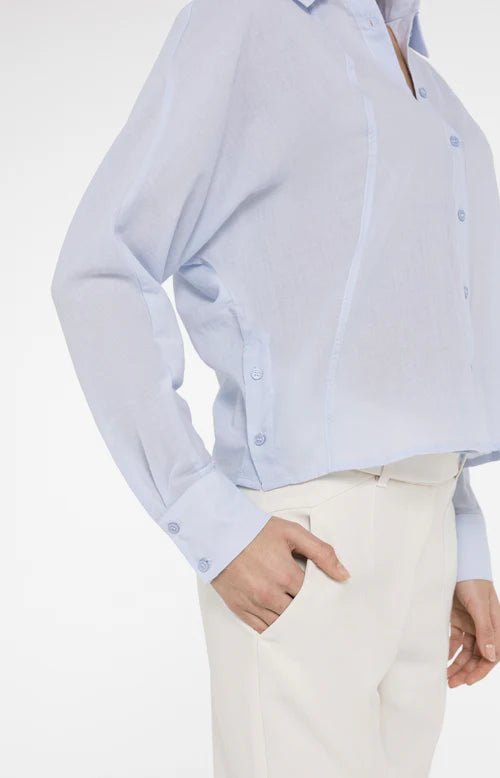 YAYA Angled Seam Blouse - Light Blue