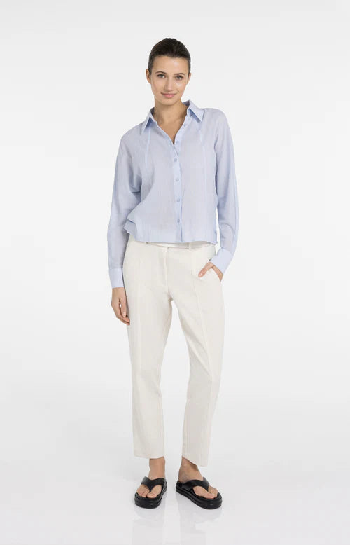 YAYA Angled Seam Blouse - Light Blue