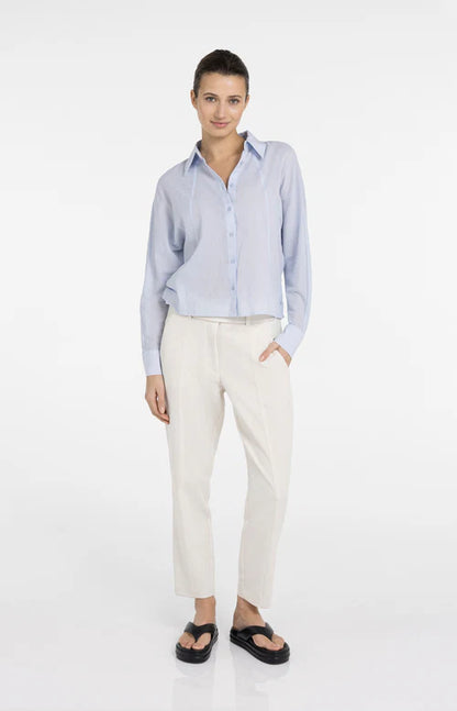 YAYA Angled Seam Blouse - Light Blue