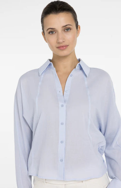 YAYA Angled Seam Blouse - Light Blue