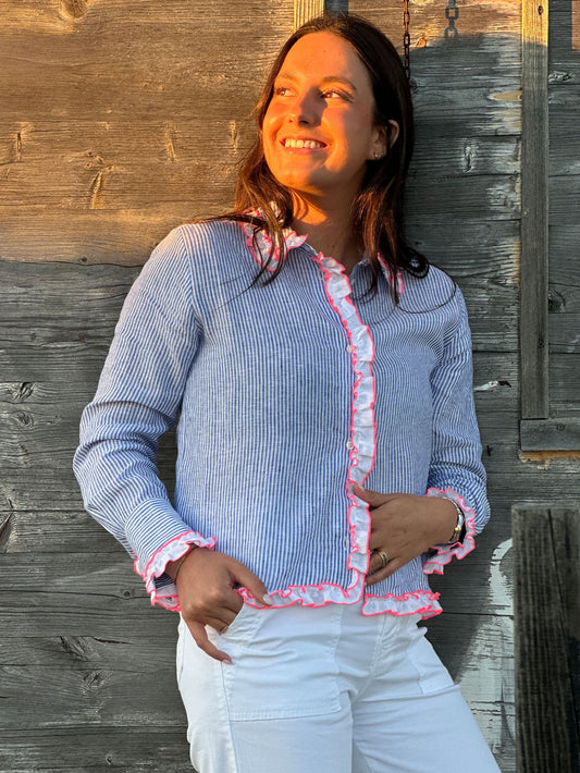 Vilagallo Ruffle Stripe Blue/Pink 33423