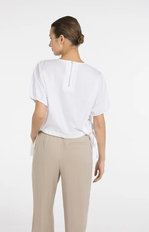 YAYA Adjustable Waist Top Pure White