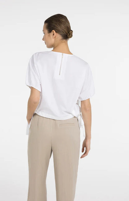 YAYA Adjustable Waist Top Pure White
