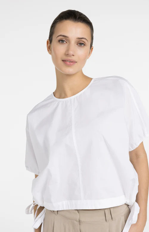 YAYA Adjustable Waist Top Pure White