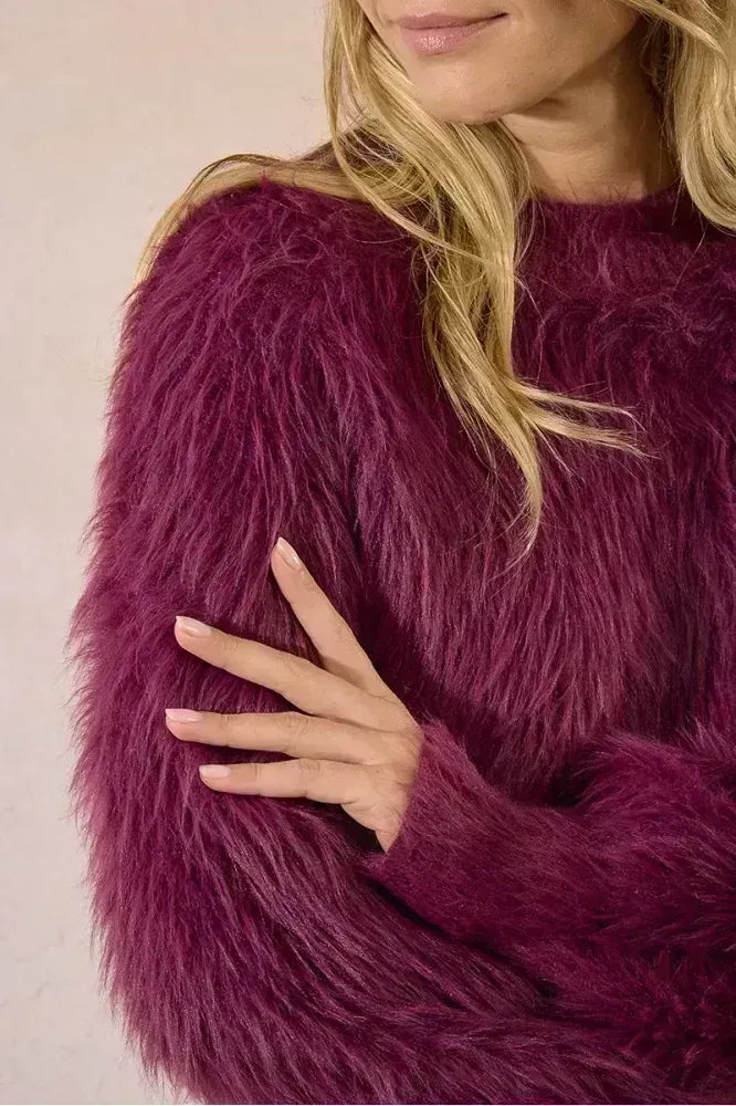Molly Bracken Red Brushed Knit Sweater