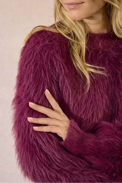Molly Bracken Red Brushed Knit Sweater
