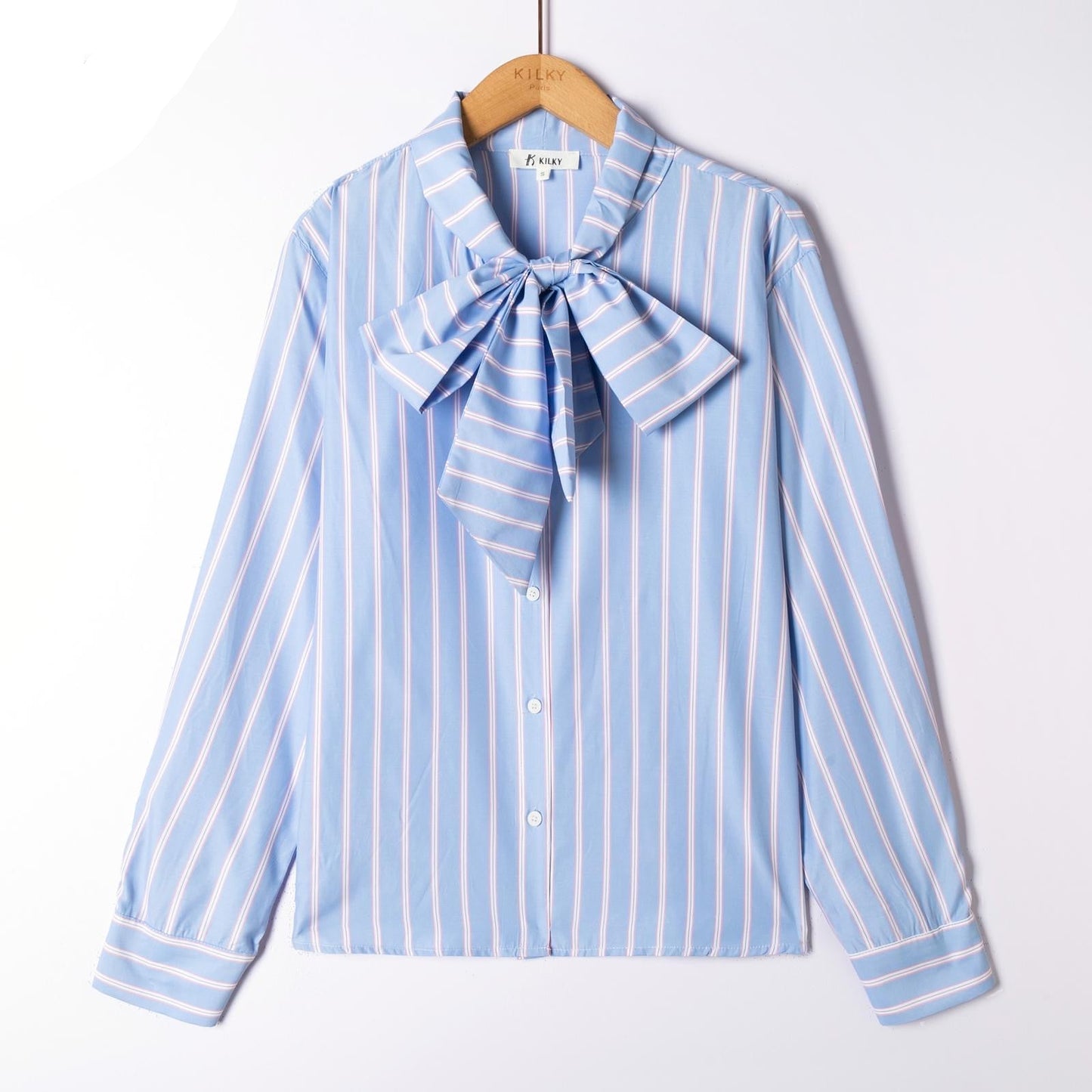 Killy Blue Stripe Bow Blouse