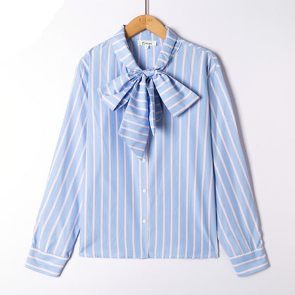 Killy Blue Stripe Bow Blouse