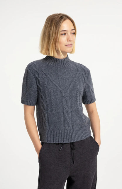 YAYA Cable Sweater Arctic Seal Grey