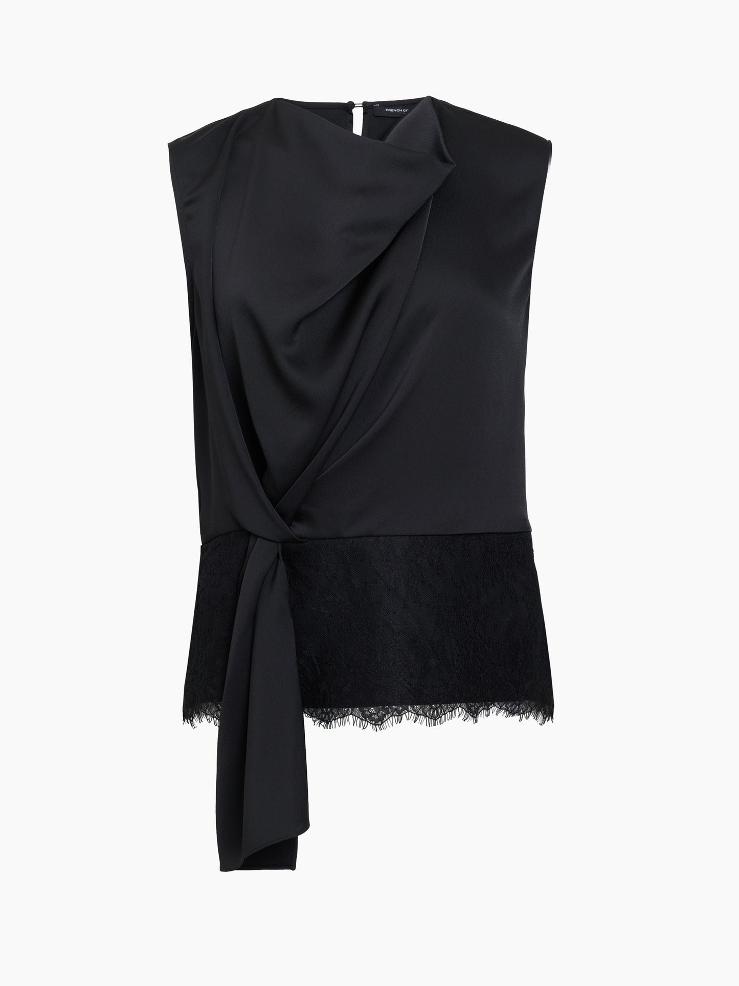 French Connection Dahlia Lace Hem Top Graphite Grey/Black