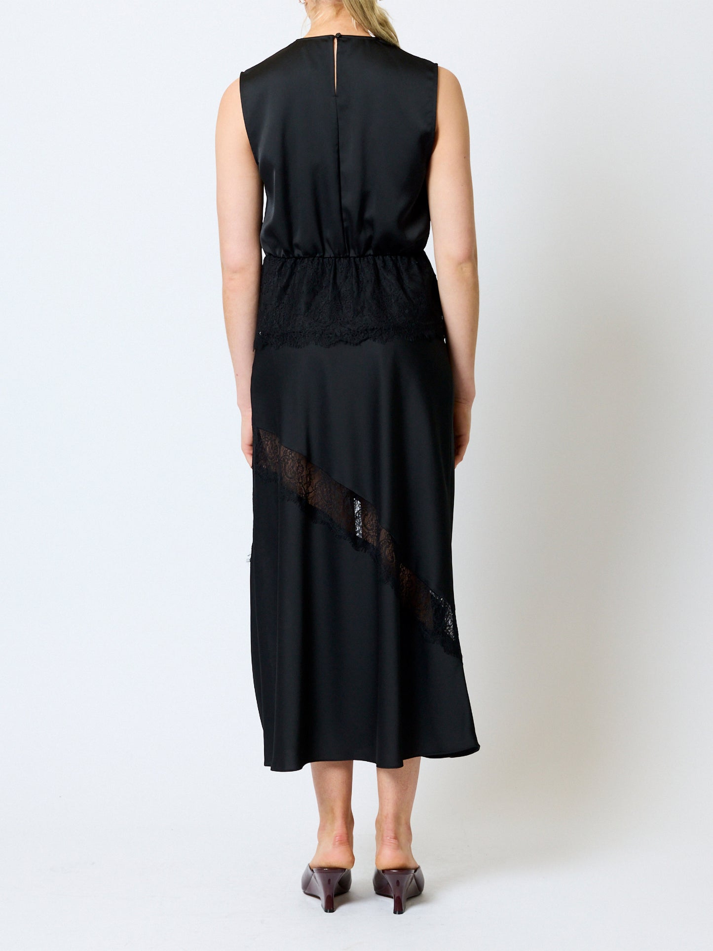 French Connection Dahlia Lace Hem Top Graphite Grey/Black