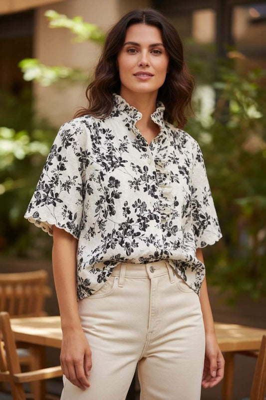 Katie Short Sleeve Floral Pattern Shirt
