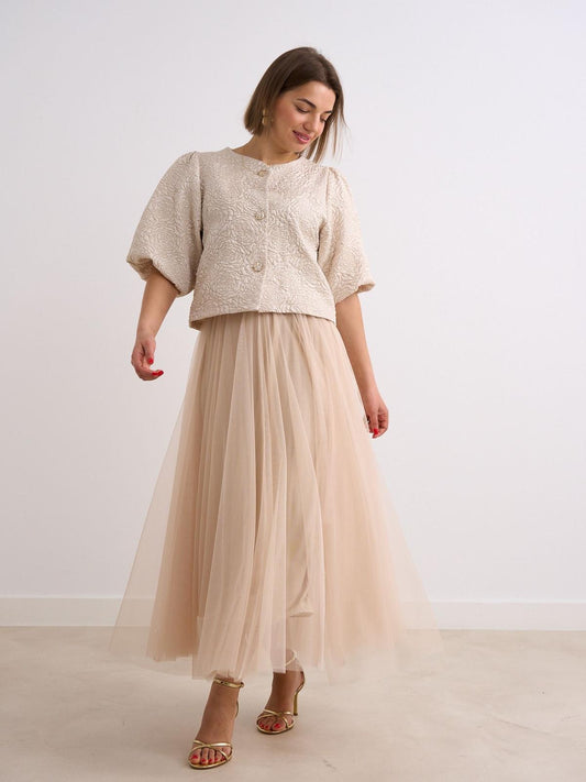 Kayla Champagne Mesh Skirt
