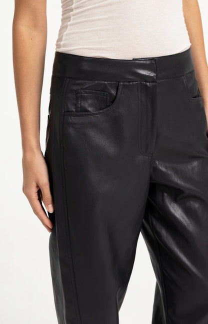 YAYA Faux Leather Trousers - Hole Black