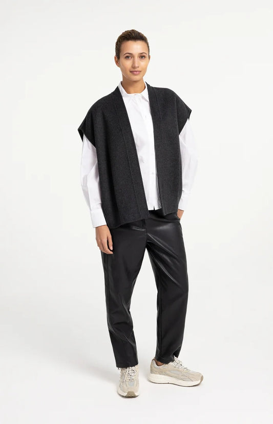 YAYA Faux Leather Trousers - Hole Black