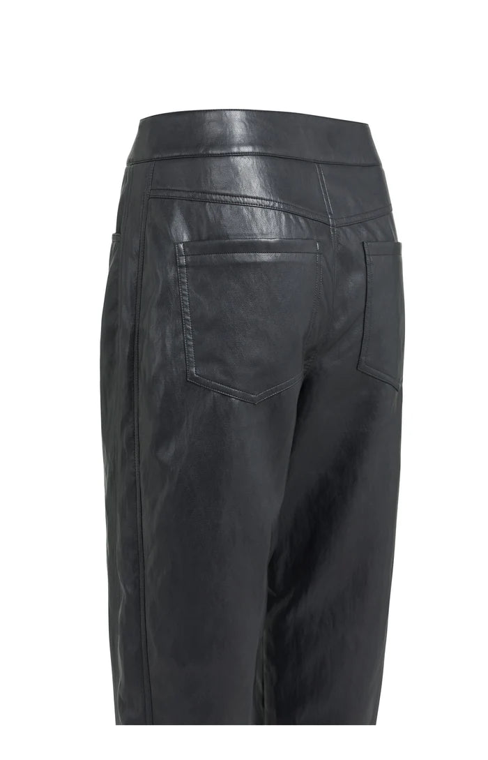YAYA Faux Leather Trousers - Hole Black