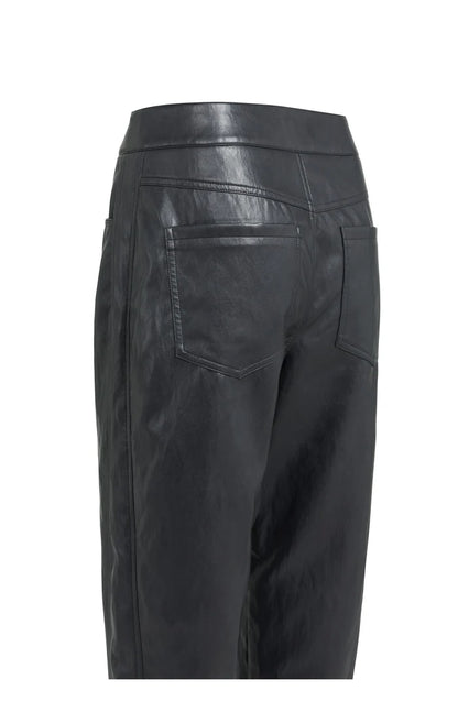 YAYA Faux Leather Trousers - Hole Black